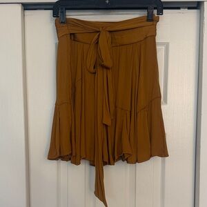 Free People Rust-Tone Tie Waist Circle Skirt